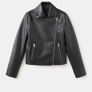 Mango Black Leather Biker Jacket
